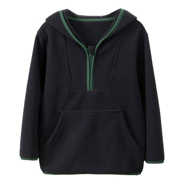 Aocisk Garçons Filles Chandail à Capuchon d'Hiver à Enfiler Chaud Doublé Manteau pour Enfants Noir 6-7 Ans