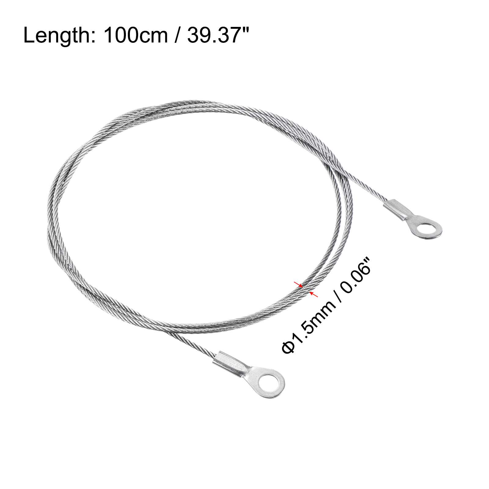 Unique Bargains Lanyard Cable Rope with Key Ring for Secure Silver Tone 1.5mmx100cm