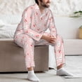thumbnail image 7 of Naloa Rabbit And Cherry Men’s Pajamas Set - Long Sleeve Button Down Sleep Shirt and Pajama Bottoms Sleepwear Set-Small, 7 of 7