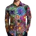 thumbnail image 5 of Fgvctg Mardi Gras Button Up Shirt Men Button Down Cotton Carnival Party Long Sleeve Shirt Funny Collared Blouse Mask Print Plus Size Business Casual Tops Green 2XL, 5 of 5