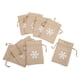 thumbnail image 2 of Bolsa de regalo de lino con estampado Retro, copos de nieve blancos, bolsas de arpillera con cordón únicas para decoración de fiesta de cumpleaños, 9 Uds., 2 of 8
