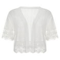 thumbnail image 4 of Cardigan Boléro Transparent pour Femmes Décontracté Ouvert devant Crochet Dentelle Demi-Manche, 4 of 6