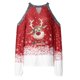 thumbnail image 4 of Mujeres otoño Navidad impreso linterna Sexy manga larga sin tirantes pulóver fuera del hombro blusa camiseta Tops Fridja  FKASFK6008, 4 of 4