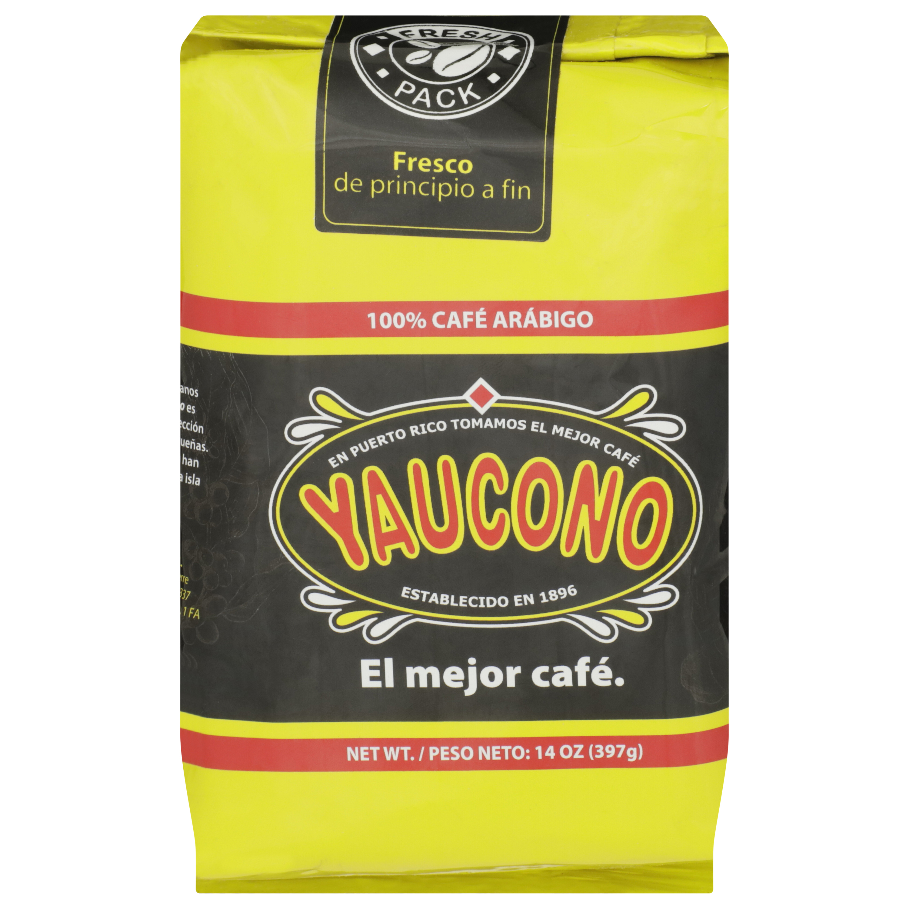 Yaucono Medium Roast Ground Coffee Fresh Pack, 14 oz Bag
