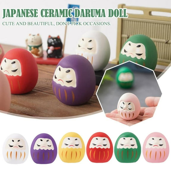 FurNest Japanese Ceramic Daruma Doll Crafts Lucky Charm Fortune Ornament Lands