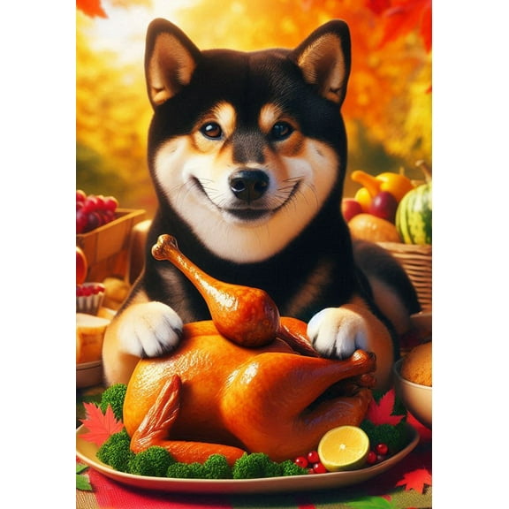 Shiba Inu Black and Tan -  Best of Breed DCR Thanksgiving Garden Flag