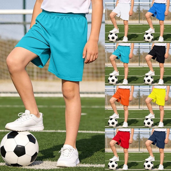 Pants for Boys Children Athletic Shorts Running Football Training Pants Competition Play Black 5-6 Years
