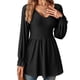 thumbnail image 1 of Camisas de manga larga para mujer, blusas casuales tipo túnica plisada, blusas con cuello en V, negras, M, L, XL, XXL, 1 of 5