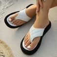 thumbnail image 6 of HomeDM Women's Flip Flops Sandals Flatform Soft Cushion Dressy Summer Vacation Walking Thong Slippers, White Size 6.5, 6 of 9