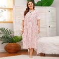 thumbnail image 6 of EFINNY Women's Plus Size Printed Loungewear Home Wear Short Sleeve Nightgown Lace Stitch Nightdress, 6 of 7