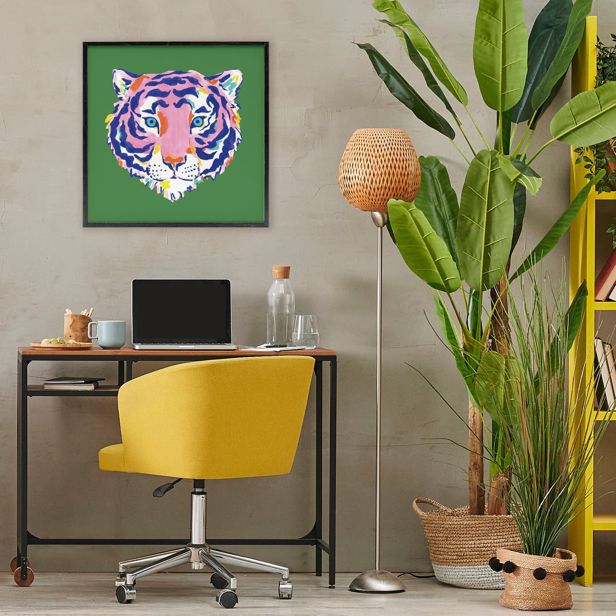 Stupell Industries Exotic Boho Tiger Face Black Framed Giclee Art, design by Karolina Sato