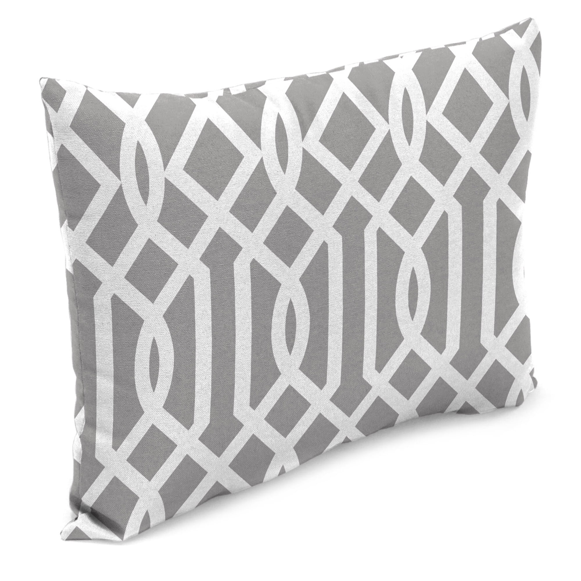 Jordan Manufacturing 12" x 18" Chauncey Pumice Gray Geometric Rectangular Outdoor Lumbar Throw Pillow (2 Pack)