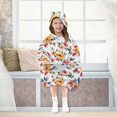 thumbnail image 7 of Dailycode Wearable Blanket Hoodie Oversized Sherpa Flannel Blankets with Pocket for 3-14 Year Old Colorful Flower with Leaves, 7 of 7