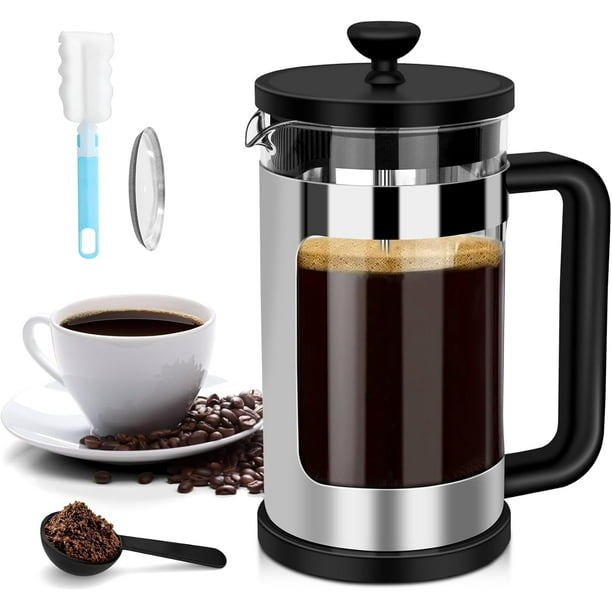 Cafetera de prensa francesa de 34 oz, cafetera de prensa francesa grande, cafetera de prensa francesa con 3 filtros, vidrio de borosilicato resistente al calor, cafetera, regalo perfecto para los