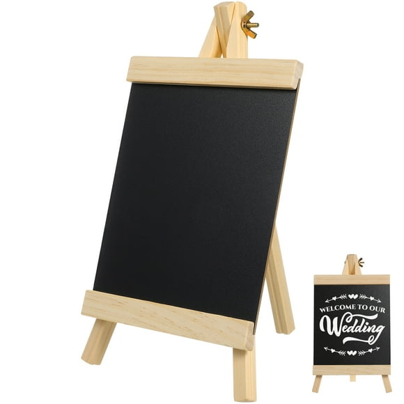 MasteelfCA Small Chalkboard Signs with Stand, Rustic Wooden Tabletop Chalk Boards for Wedding Message Sign/ Kitchen Menu Board Easel