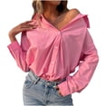 thumbnail image 5 of jsaierl Fashion Women Casual Lapel Long Sleeve Solid Color Shirt Top Single-Breasted Cardigan Blouse, 5 of 9