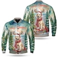 thumbnail image 3 of Merry Christmas Santa Reindeer Antlers Golden Retriever Sleigh Xmas Winter Holiday All Over Print 3D Baseball Jacket Goldens Dog Lover Gifts Idea Bomber Jacket Softball - 00023, 3 of 6