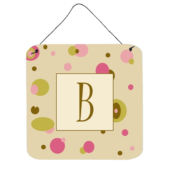 Letter B Initial Monogram - Tan Dots Wall or Door Hanging Prints