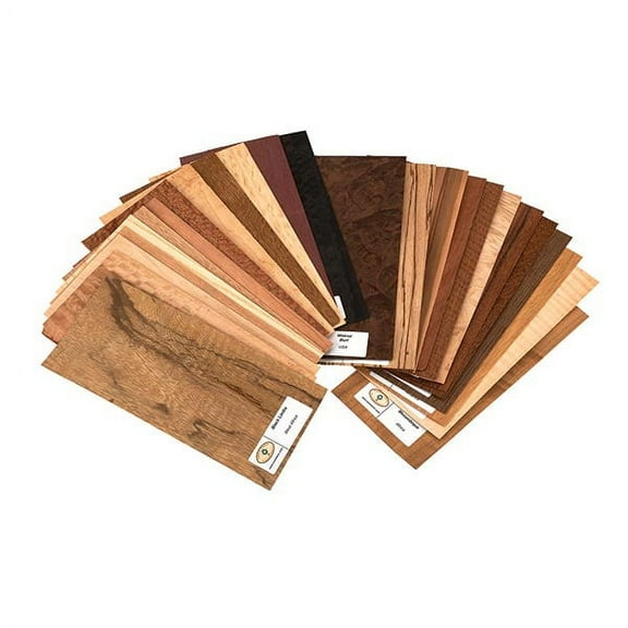 Sauers Exotic Species Wood Identification Kit & Wood Veneer Sample Pack - 4" X 9" – 25 Pieces