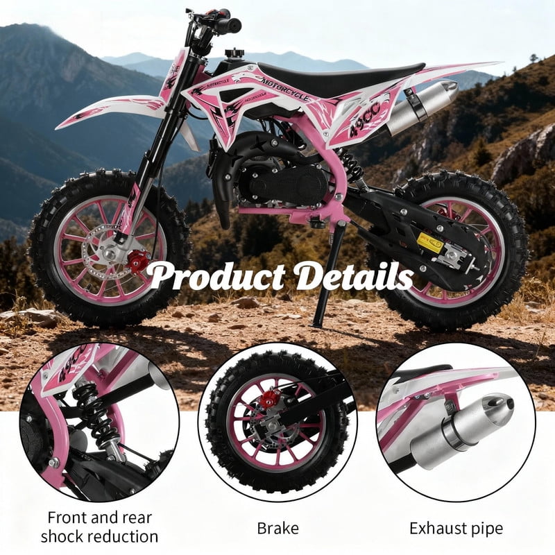 Xinwanna 50cc Kids Dirt Bike,Toddler Gas Power Motocross Off Road Mini Motorcycle Vehicles Children Pocket Motorbike with Front Rear Disc Brakes Ideal Birthday for 8-15 Boy Girl