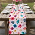 thumbnail image 4 of Colorful Flowers Table Runner 72 Inches, Spring Watercolor Floral Plant Pink Bed Runner Dresser Scarves Tabletop for Indoor Outdoor Parties/Ceremony/Banquet, 18" x 72", 4 of 9
