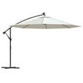 Cantilever parasol with LED lighting and metal pole 350 cm sandwhite