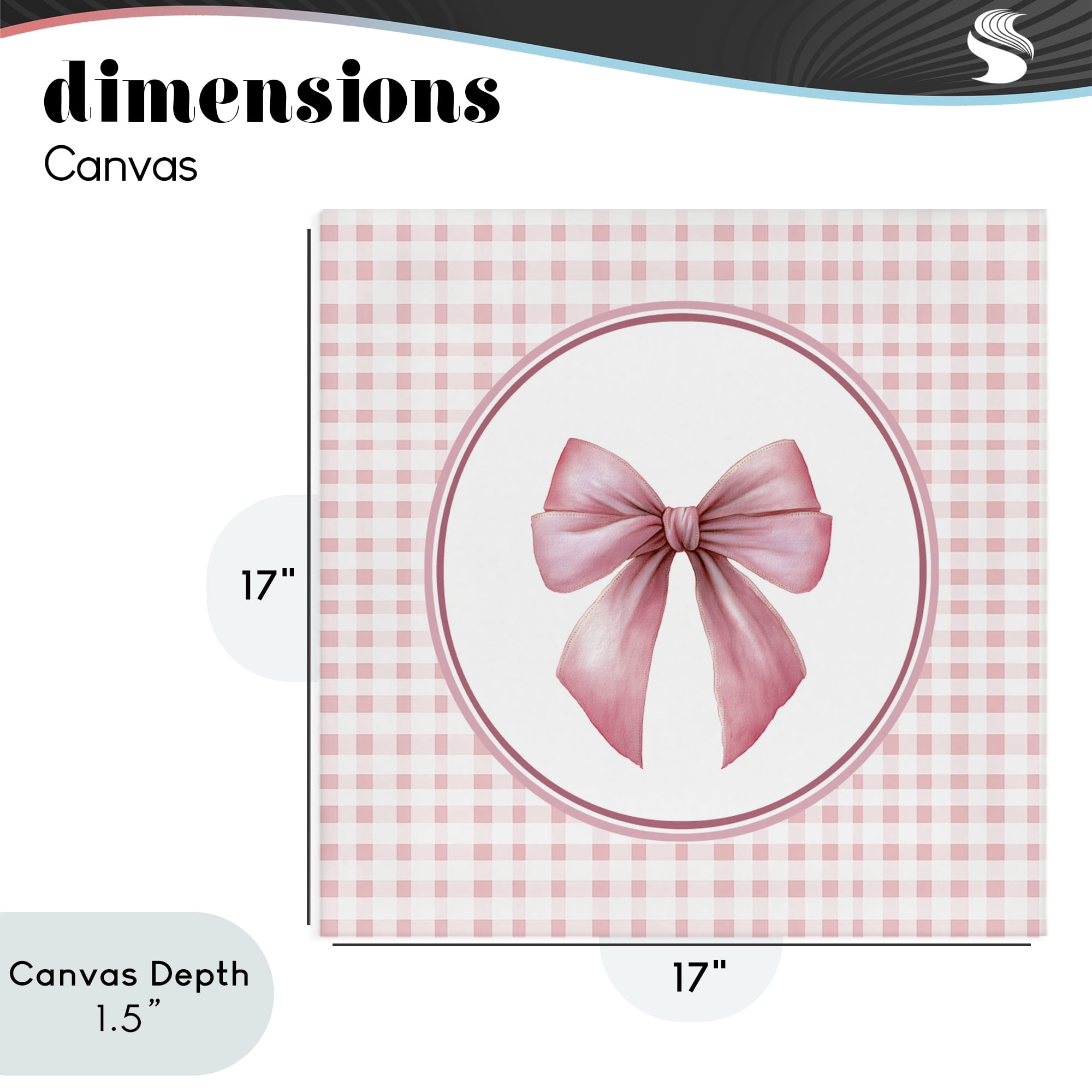 Stupell Industries Pink Bow with Circular Gingham Canvas Wall Art, design by Christine Simpson Art