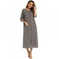 thumbnail image 3 of FNNMNNR Women Round Neck Nightgown Short Sleeve Zipper Sleepwear Summer Large Size Casual Nightdress, 3 of 7