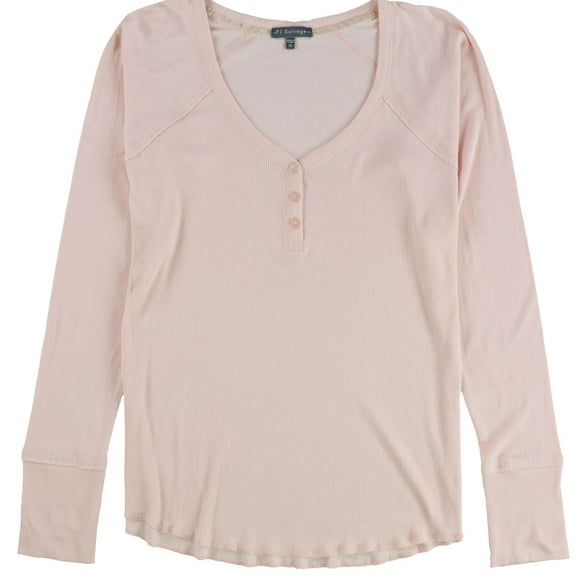 P.J. Salvage Womens Ribbed Henley Pajama Sleep T-shirt, Pink, Medium