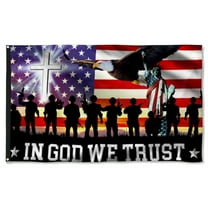 Cayyon Christian Flag 3x5Feet In God We Trust, Christian Cross American Eagle Flag Banner with 2 Brass Grommets