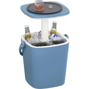 Portable Picnic Cooler Table 15 Liter Ice Buckets Go Bar, Cooler Table with Lift Top Lid, Beer and Wine Cooler with Handle, Pop Up Outdoor Table - Perfect for Your Patio, Picnic, and Beach Party