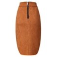 thumbnail image 2 of Giolshon Women's Faux Suede Pencil Skirts Hip Wrapped Back Split L, 2 of 3