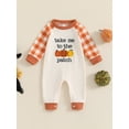 thumbnail image 3 of Miaouyo Baby Jumpsuit, Long Sleeve Crew Neck Letters Pumpkin Plaid Newborn Romper Halloween Baby Clothes for Girls Boys, 3 of 9