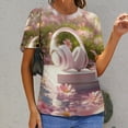 thumbnail image 6 of Butterfly Dancing Women's Short Sleeve T-Shirt Crew Neck Casual Summer Trendy Loose Fit Tops, 6 of 6
