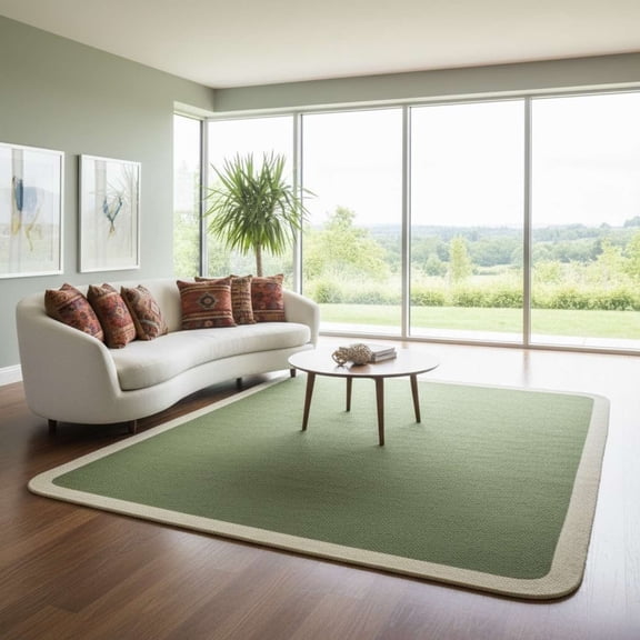 Modern Rug Tufted Olive Green Solid Print Area Rug, 4 x 6, Non-Slip
