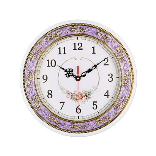 Reloj de pared de cuarzo súper silencioso de 11 pulgadas, sin tictac, decoración del hogar, morado Púrpura