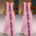 thumbnail image 1 of SMihono Robe Bohème d'Été pour Femmes Grande Taille Femmes Vintage Quotidienne Décontractée Sans Manches à Rayures Imprimée à Col en V Robe Maxi d'Été, 1 of 6