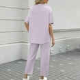 thumbnail image 4 of Women's Two Piece Sweatsuit Outfits 3/4 Batwing Sleeve Capelet Crew Neck Pullover Top Wide Leg Pants Lounge Set, 4 of 6