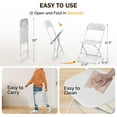 thumbnail image 3 of Folding Chairs Set of 4, White Plastic Chair Sturdy Seat with Metal Frame, Perfect for Party, Event, Wedding, Birthday, Office, Outside Entertaining, 3 of 11
