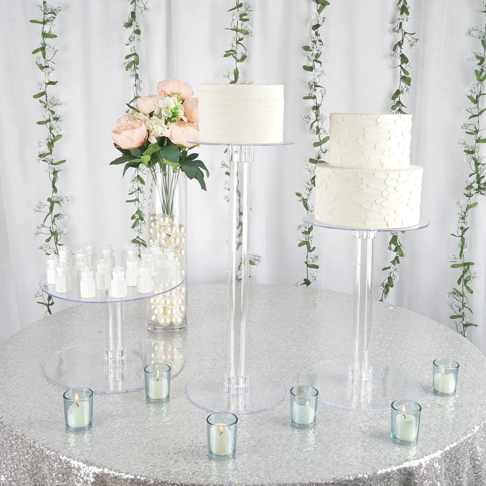 Efavormart Lovely 3 Tier HEAVY DUTY Acrylic Crystal Glass Clear Cake
