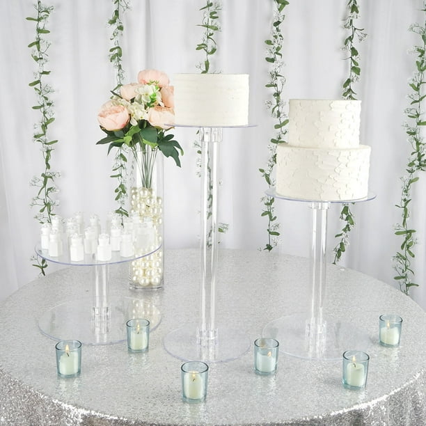 Efavormart Lovely 3 Tier HEAVY DUTY Acrylic Crystal Glass Clear Cake