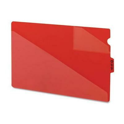 Out Guides with Diagonal-Cut Pockets, Poly, Legal, Red, 50/Box