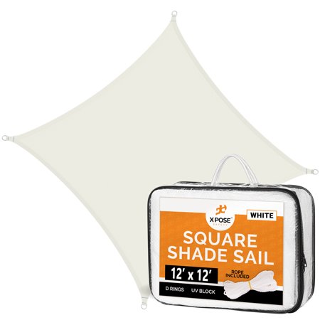 Outdoor Sun Shade - 12  x 12  White Square Shade Sails for Backyard - Sun Shade Balcony Shade Canopy - Pergola Shade Cover for Garden - Sun Sail Deck Shade Sunshades for Patio - Sun Shades Outdoor