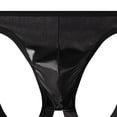 thumbnail image 3 of VONCOS Mens Shiny PU Faux Leather Underwear Jockstrap Thong - Bold Provocative Strappy Design, Low Rise Fashion Underwear for Clubwear & Special Occasions, Black,Size 2XL, 3 of 3