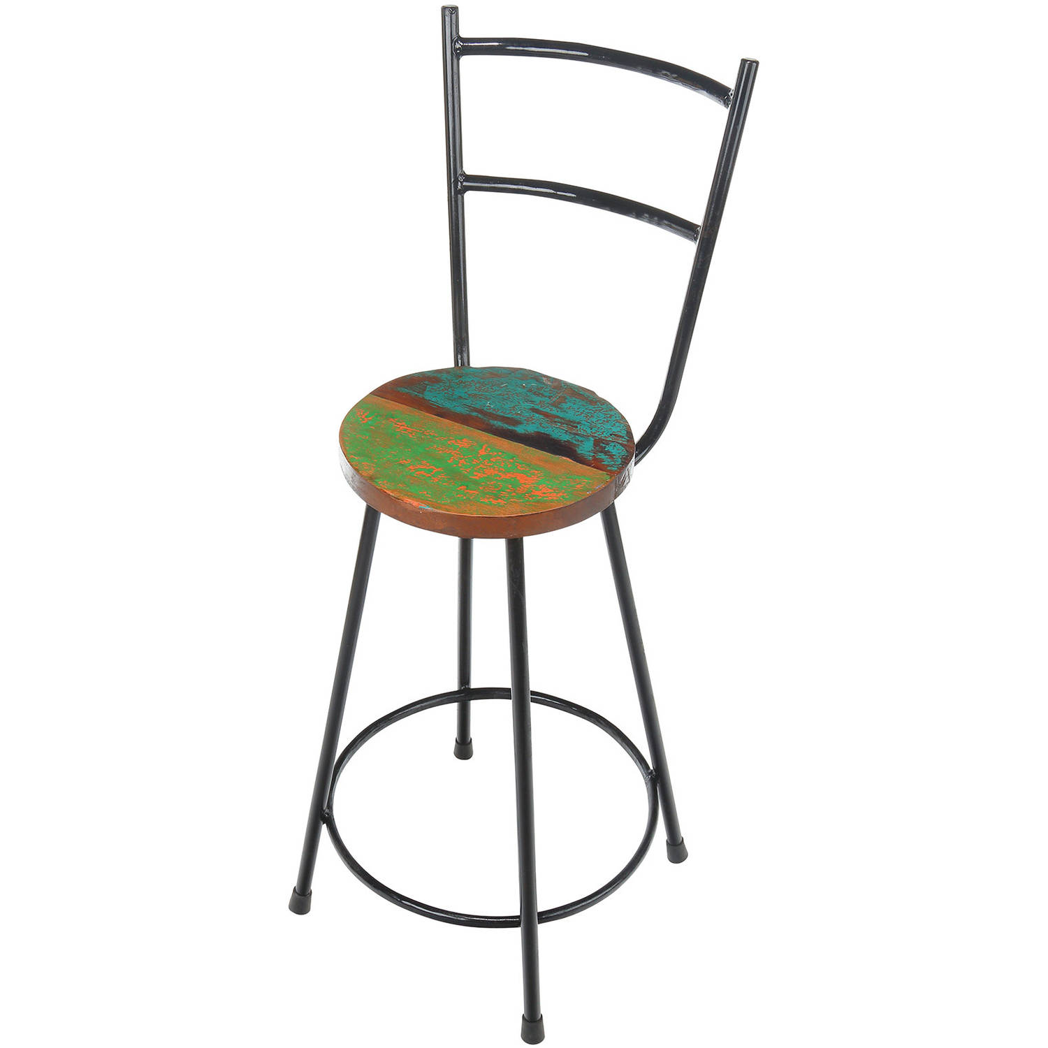Reclaimed Boat Wood and Iron Counter Stool