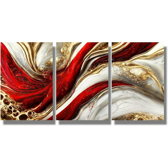 3 Piece Wall Art Decor for Home Modern Abstract Poster Prints on Canvas Modern Blue and Gold Marble Fluid Art Printing for Living Room Wall Art Stretched Ready to Hang 12x16inchx3