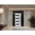 thumbnail image 3 of Front Exterior Prehung Steel Door / Ronex 0131 Black Enamel / 2 Side and Top Exterior Window Sidelite / Stainless Inserts Entry Metal Modern Painted W12+36+12" x H80+16" Right hand Inswing, 3 of 5