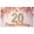 thumbnail image 3 of Floral Design Happy Birthday Banner Milestone Celebration Decorative 20th Birthday Party Backdrop for Indoor Party Outdoor Celebration Event Decor, 3 of 7