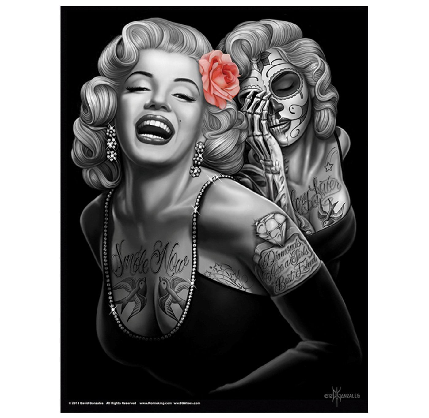 Smile Now Cry Later 8" x 12" Metal Sign ~ David Gonzales Art ~Marilyn Monroe 