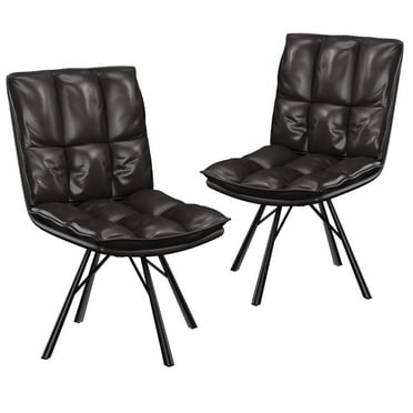 Bestier Dining Chairs Set of 2, Upholstered Faux Leather Dinner Side Chair for Kitchen, Living Room, Black